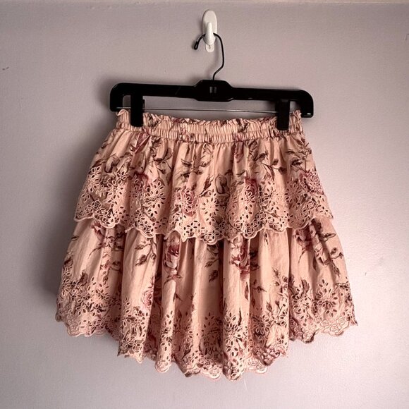 Gap x LoveShackFancy Floral Pink Tiered Ruffle Skirt Sz. S - Picture 4 of 8